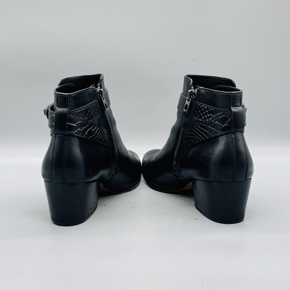 Coach Boots Womens 8.5 Black Leather Patricia Ankle Turnlock Block Heel Booties - Picture 6 of 10